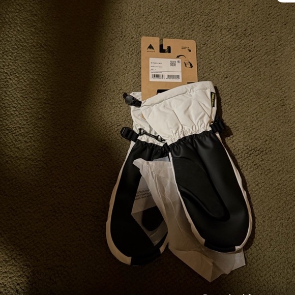 Burton White Mittens with Black Accents - Picture 2 of 2